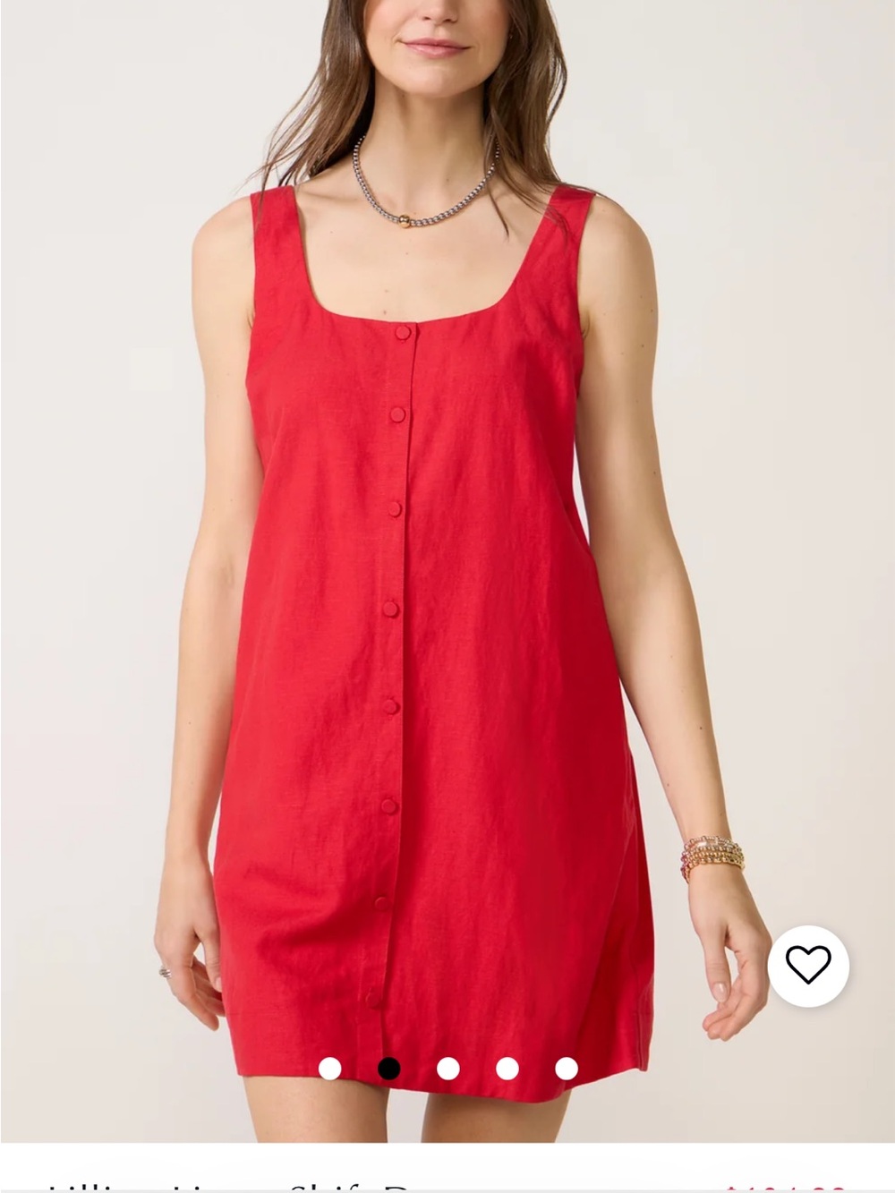 Evereve Red Linen Shift Dress